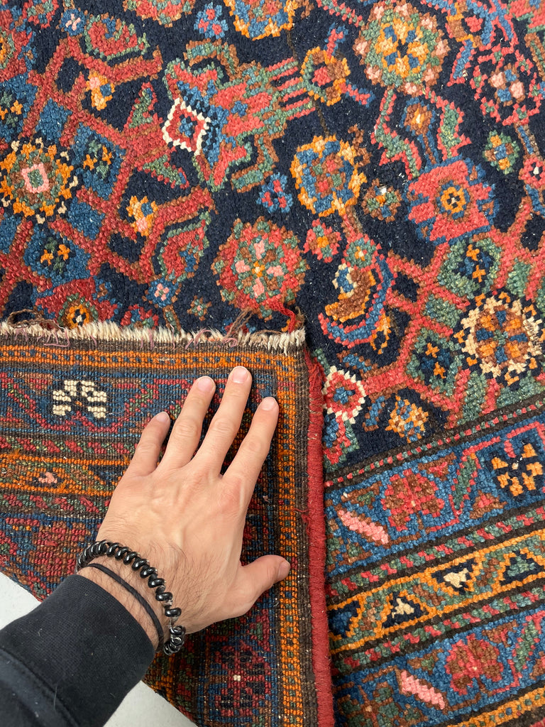 SOLD | COLORFUL Antique Kurdish Runner | Saffron, Green, Punch, Blue, & Beyond | 3.7 x 17