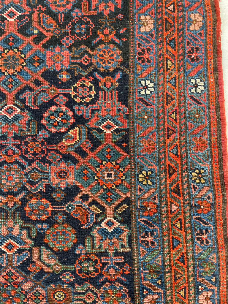 COLORFUL Antique Kurdish Runner | Saffron, Green, Punch, Blue, & Beyond | 3.7 x 17