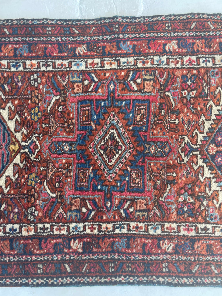 AMAZING Vintage Tribal Runner | Amber, Deep Umber, Clay, with Blues, Greens, Magenta, and More | 3.2 x 11.3