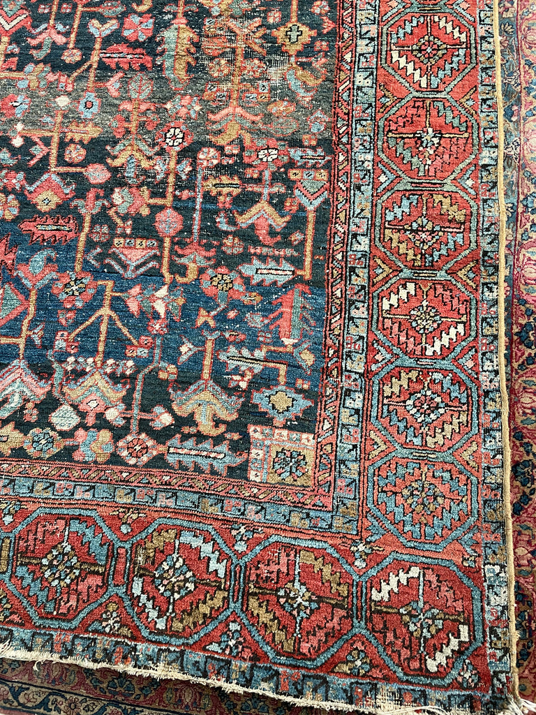 AMAZING Antique Rug BLOOMING MIDNIGHT JUNGLE Antique Rug  | Unbelievable Color Palette | 8 x 11.2