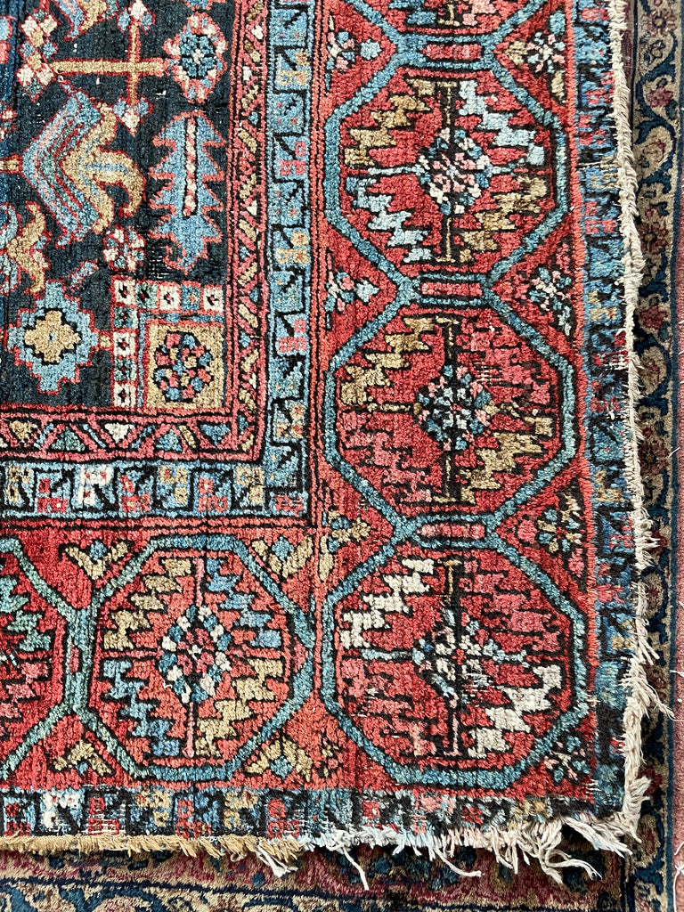 AMAZING Antique Rug BLOOMING MIDNIGHT JUNGLE Antique Rug  | Unbelievable Color Palette | 8 x 11.2
