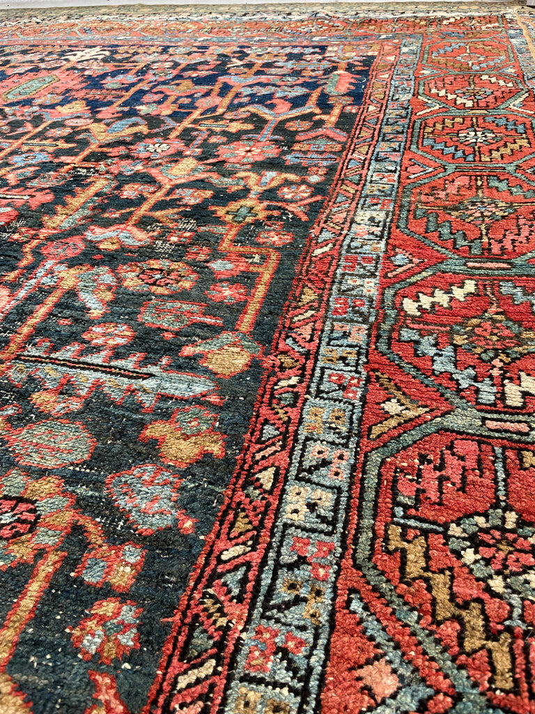AMAZING Antique Rug BLOOMING MIDNIGHT JUNGLE Antique Rug  | Unbelievable Color Palette | 8 x 11.2