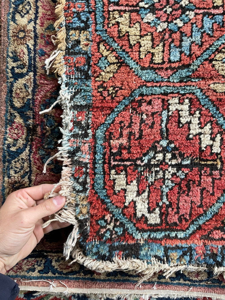 AMAZING Antique Rug BLOOMING MIDNIGHT JUNGLE Antique Rug  | Unbelievable Color Palette | 8 x 11.2