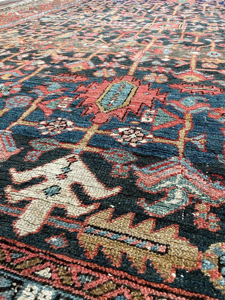 AMAZING Antique Rug BLOOMING MIDNIGHT JUNGLE Antique Rug  | Unbelievable Color Palette | 8 x 11.2