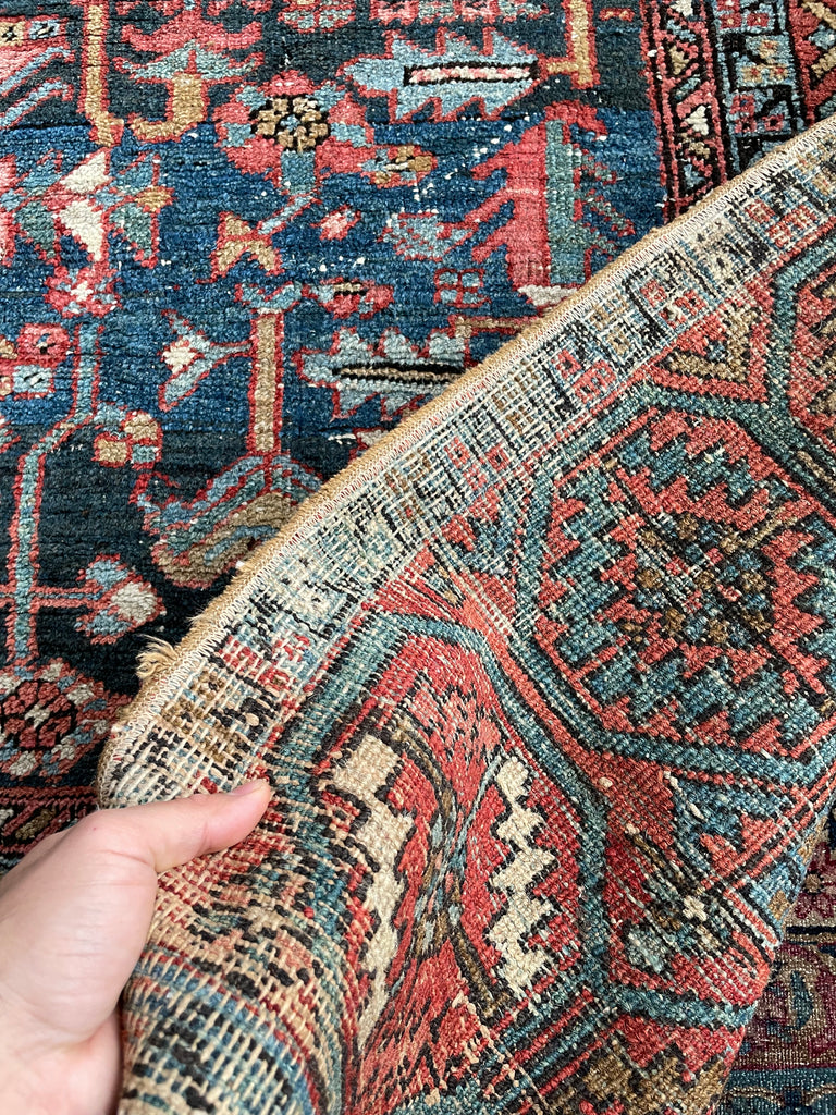AMAZING Antique Rug BLOOMING MIDNIGHT JUNGLE Antique Rug  | Unbelievable Color Palette | 8 x 11.2