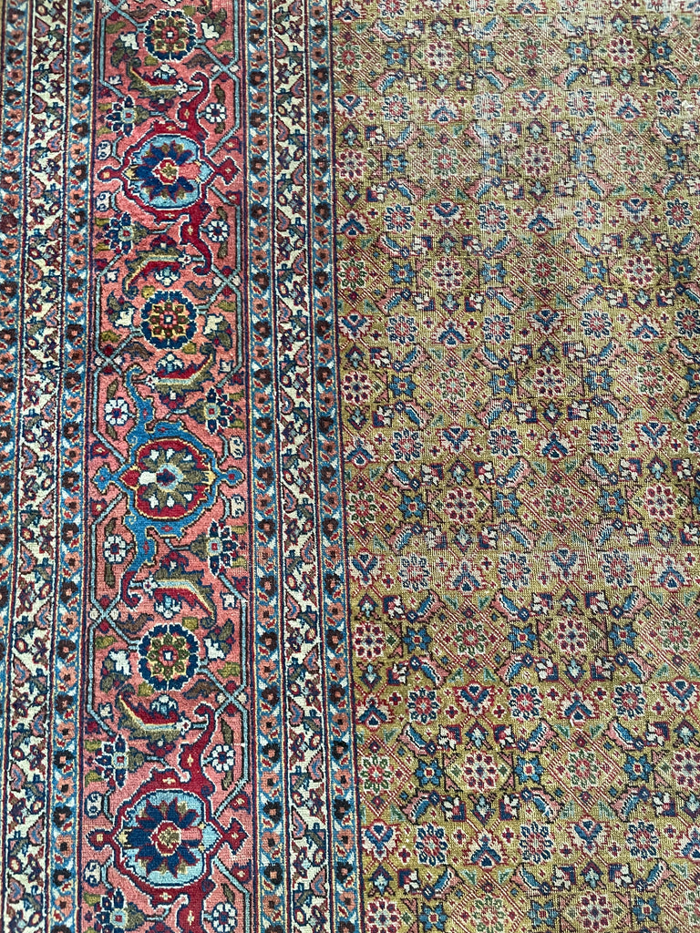 MUSTARD SAFFRON & SALMON Designer Antique Tabriz in Herati Design  | 9.3. x 12.3