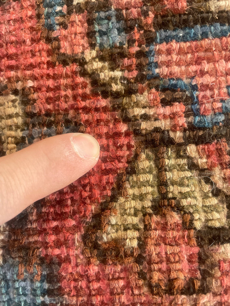 SOLD | AIRY DREAM Antique Heriz Rug | Terracotta, Green, Water Blue, Beige | 8.9 x 11