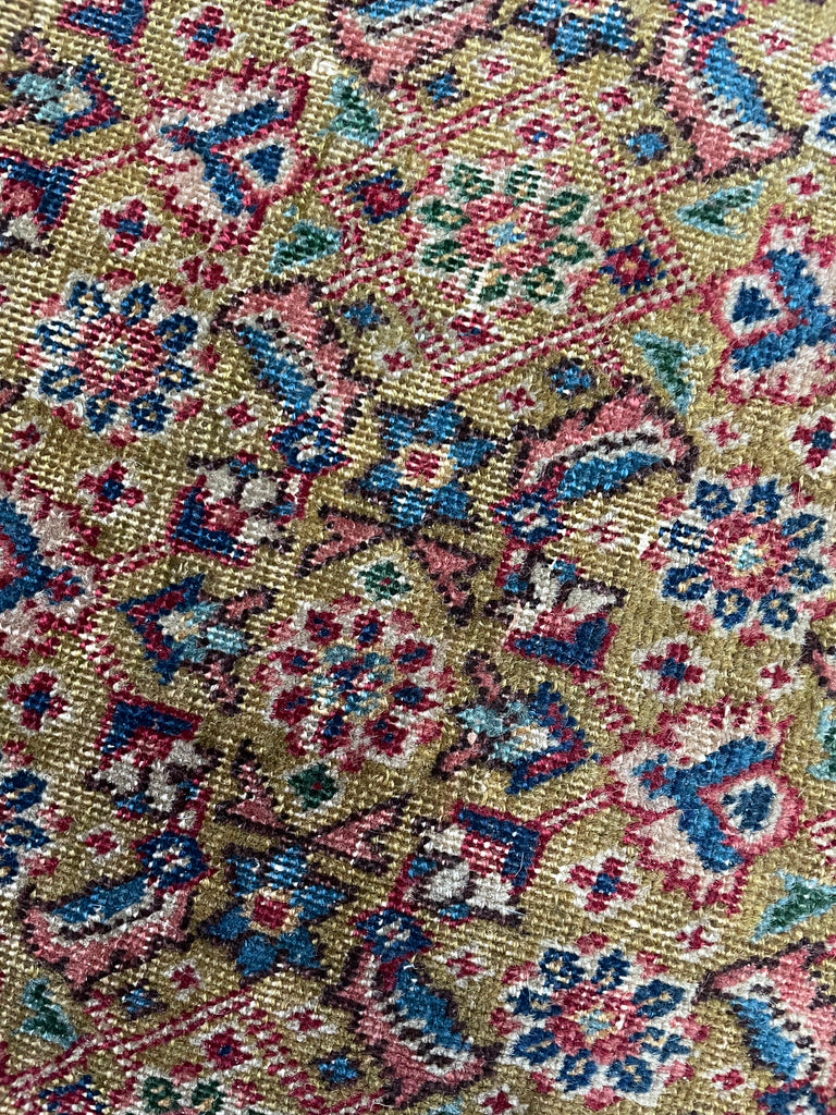 MUSTARD SAFFRON & SALMON Designer Antique Tabriz in Herati Design  | 9.3. x 12.3