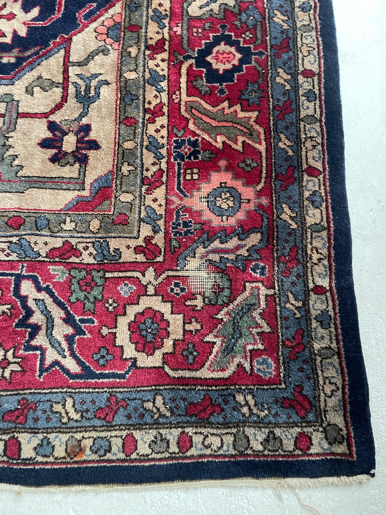 RESERVED FOR NATE*** GORGEOUS Artistic Geometric | Vintage Turkish Navy, Army Green, Sand & Magenta BEAUTY | ~ 10 x 12