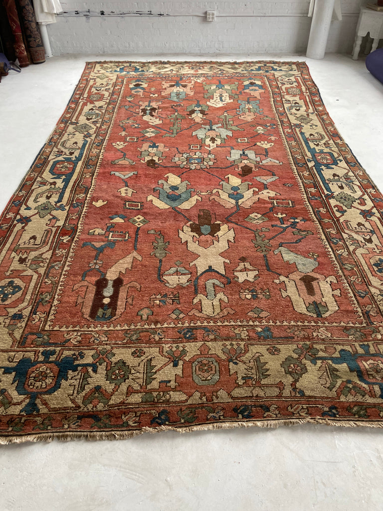 RAREST OF RARE | C. 1880's | ANCIENT MINT CONDITION ANTIQUE SERAPI | Unusually Oversized Narrow GEM w/ Gorg Natural Dyes | 8.10 x 15.1