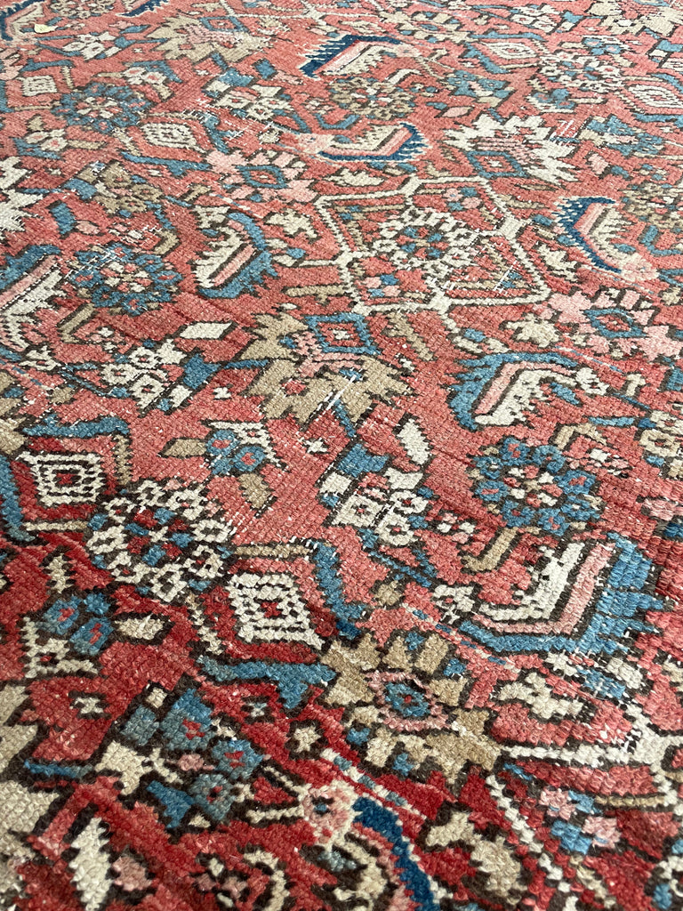 TRULY AMAZING Antique Rug with Iconic Design but FASCINATING Abrash Throughout! ~ 8 x 12.6