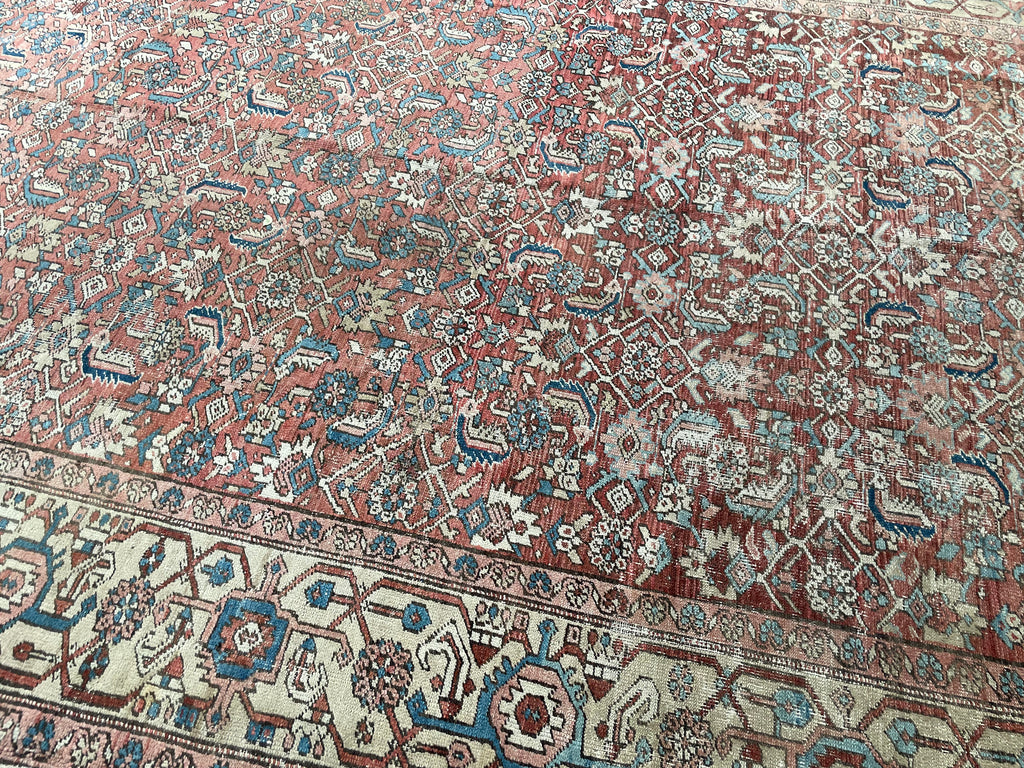 TRULY AMAZING Antique Rug with Iconic Design but FASCINATING Abrash Throughout! ~ 8 x 12.6