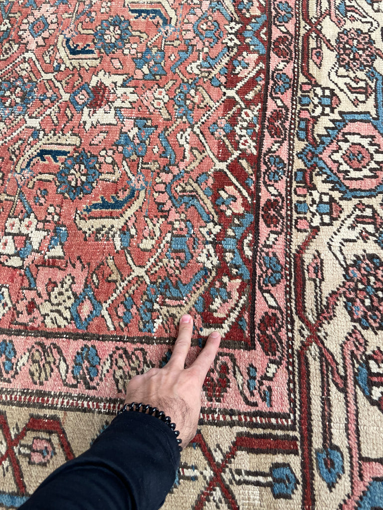 TRULY AMAZING Antique Rug with Iconic Design but FASCINATING Abrash Throughout! ~ 8 x 12.6