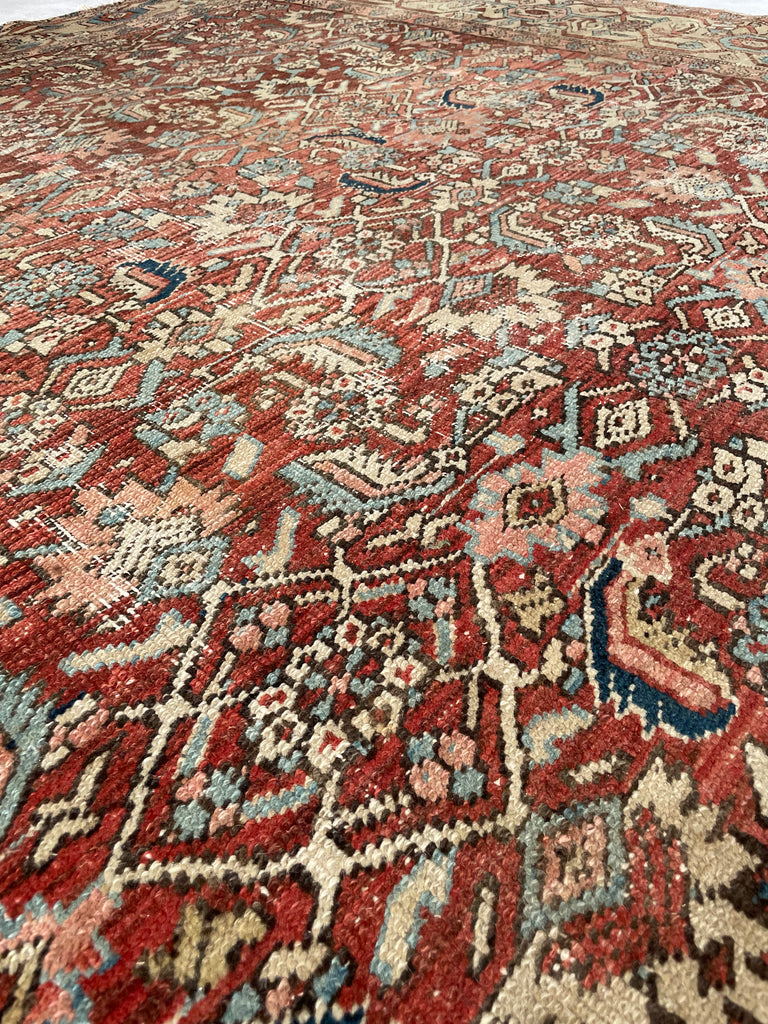 TRULY AMAZING Antique Rug with Iconic Design but FASCINATING Abrash Throughout! ~ 8 x 12.6