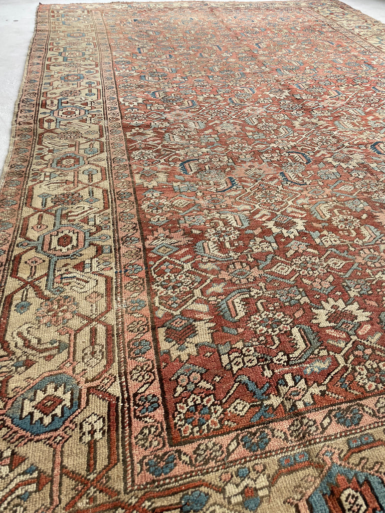 TRULY AMAZING Antique Rug with Iconic Design but FASCINATING Abrash Throughout! ~ 8 x 12.6