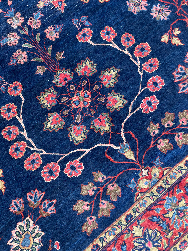 MOODY Antique Lilihan Persian Rug | Open Dancing Vines | 7.9 x 10.2