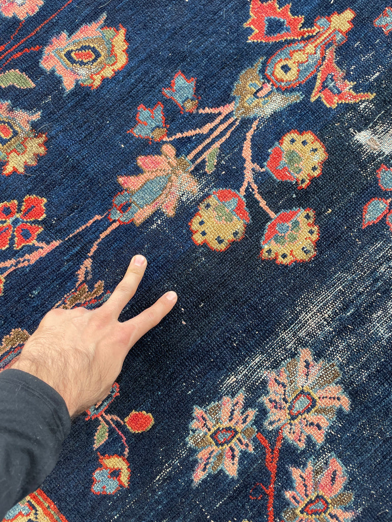 MOODY Antique Lilihan Persian Rug | Open Dancing Vines | 7.9 x 10.2