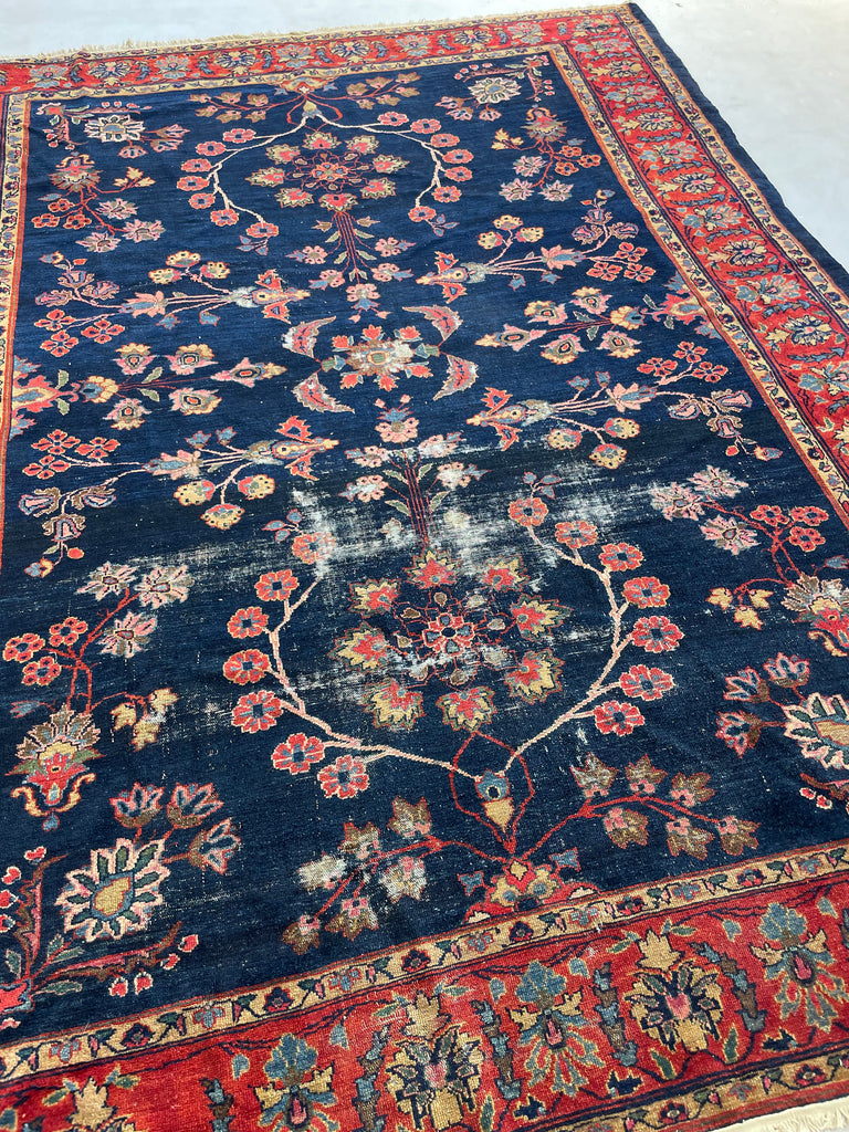 MOODY Antique Lilihan Persian Rug | Open Dancing Vines | 7.9 x 10.2