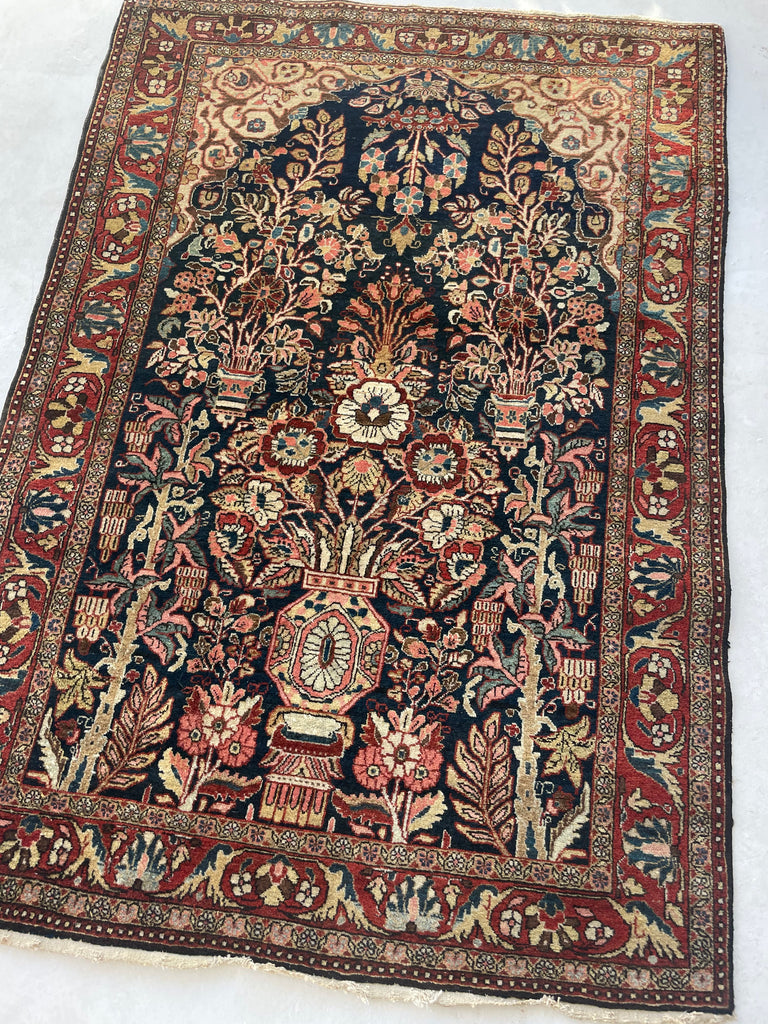 FLOWER OF LIFE | Royal Vintage Joshegan Sarouk Rug | 3.6 x 5