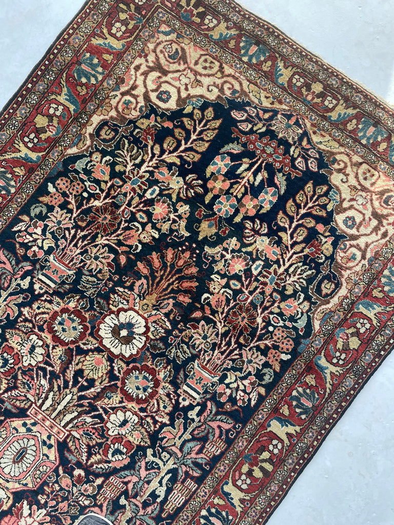 FLOWER OF LIFE | Royal Vintage Joshegan Sarouk Rug | 3.6 x 5