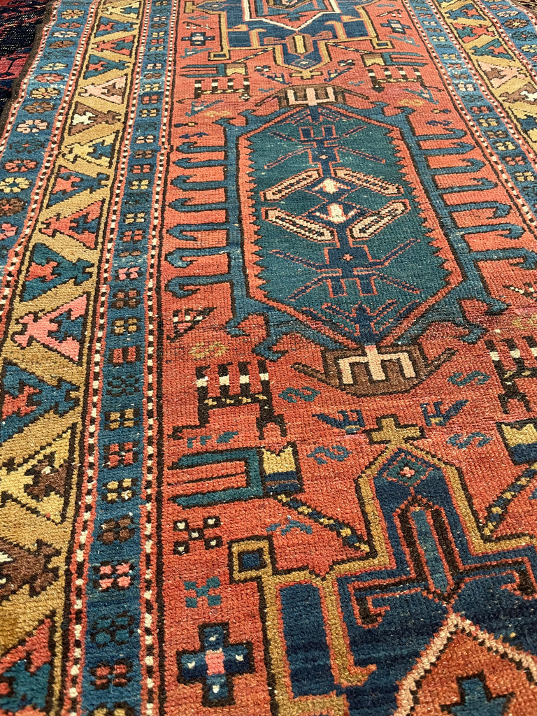 WOW - Antique Northwest Runner | Deep Salmon-Terracotta Field with Camel Border | 3 x 10.8