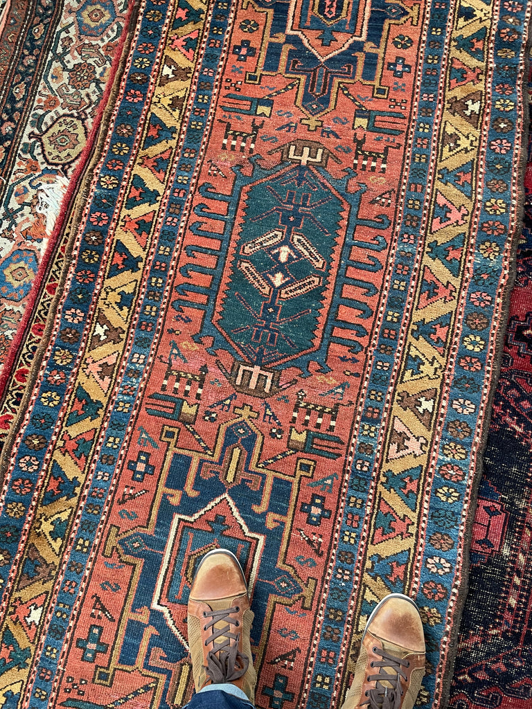 WOW - Antique Northwest Runner | Deep Salmon-Terracotta Field with Camel Border | 3 x 10.8