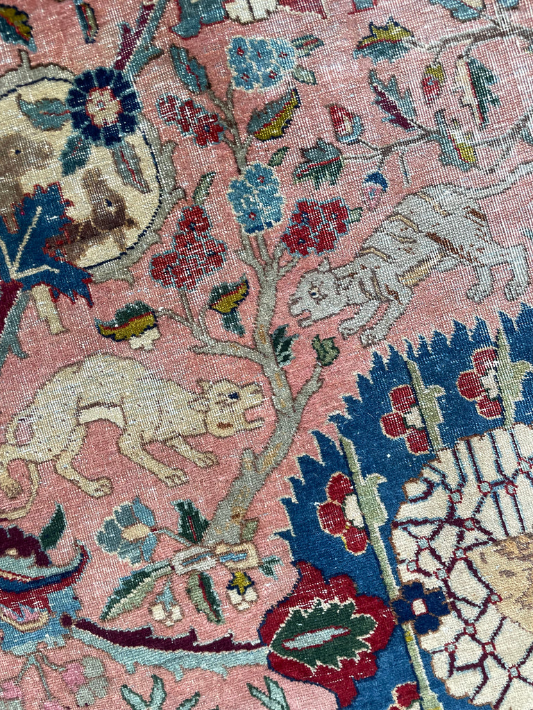 SOLD | COLLECTOR'S PIECE | IMPORTANT 16TH-17TH CENTURY SAFAVID DYNASTY ANIMAL Influenced Antique Persian Tabriz Carpet | UNREAL Pictorial Brilliance, C. 1920 | ~ 11 x 14