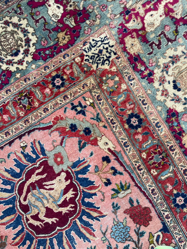 SOLD | COLLECTOR'S PIECE | IMPORTANT 16TH-17TH CENTURY SAFAVID DYNASTY ANIMAL Influenced Antique Persian Tabriz Carpet | UNREAL Pictorial Brilliance, C. 1920 | ~ 11 x 14