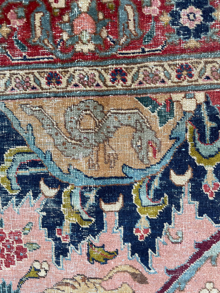 SOLD | COLLECTOR'S PIECE | IMPORTANT 16TH-17TH CENTURY SAFAVID DYNASTY ANIMAL Influenced Antique Persian Tabriz Carpet | UNREAL Pictorial Brilliance, C. 1920 | ~ 11 x 14