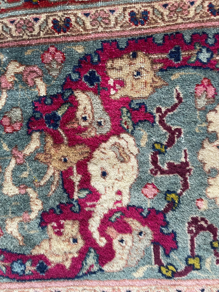 SOLD | COLLECTOR'S PIECE | IMPORTANT 16TH-17TH CENTURY SAFAVID DYNASTY ANIMAL Influenced Antique Persian Tabriz Carpet | UNREAL Pictorial Brilliance, C. 1920 | ~ 11 x 14