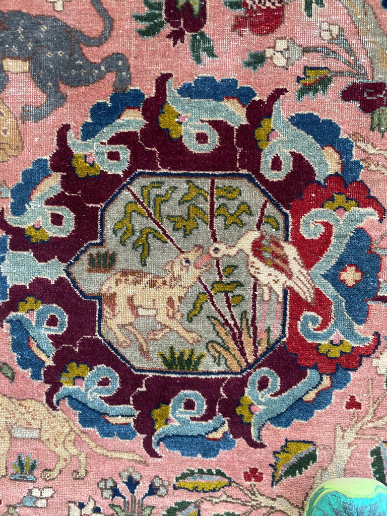 SOLD | COLLECTOR'S PIECE | IMPORTANT 16TH-17TH CENTURY SAFAVID DYNASTY ANIMAL Influenced Antique Persian Tabriz Carpet | UNREAL Pictorial Brilliance, C. 1920 | ~ 11 x 14