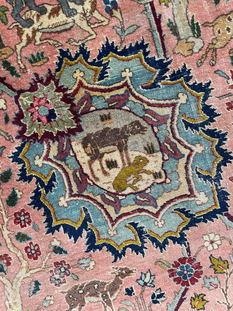 SOLD | COLLECTOR'S PIECE | IMPORTANT 16TH-17TH CENTURY SAFAVID DYNASTY ANIMAL Influenced Antique Persian Tabriz Carpet | UNREAL Pictorial Brilliance, C. 1920 | ~ 11 x 14