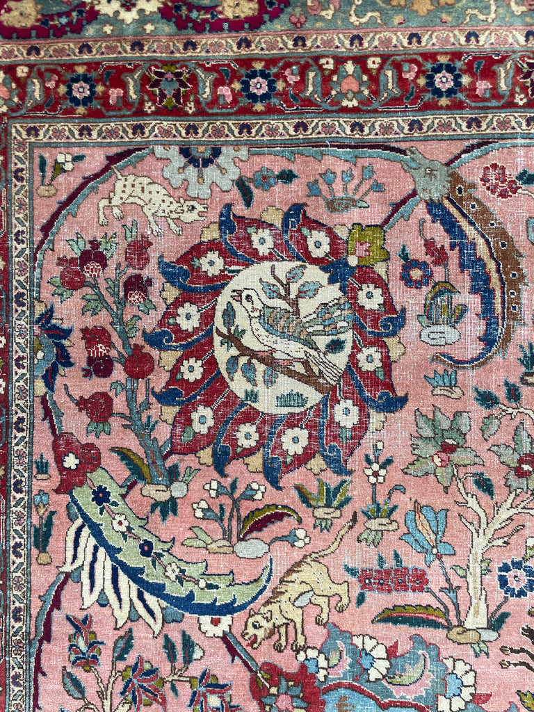 SOLD | COLLECTOR'S PIECE | IMPORTANT 16TH-17TH CENTURY SAFAVID DYNASTY ANIMAL Influenced Antique Persian Tabriz Carpet | UNREAL Pictorial Brilliance, C. 1920 | ~ 11 x 14