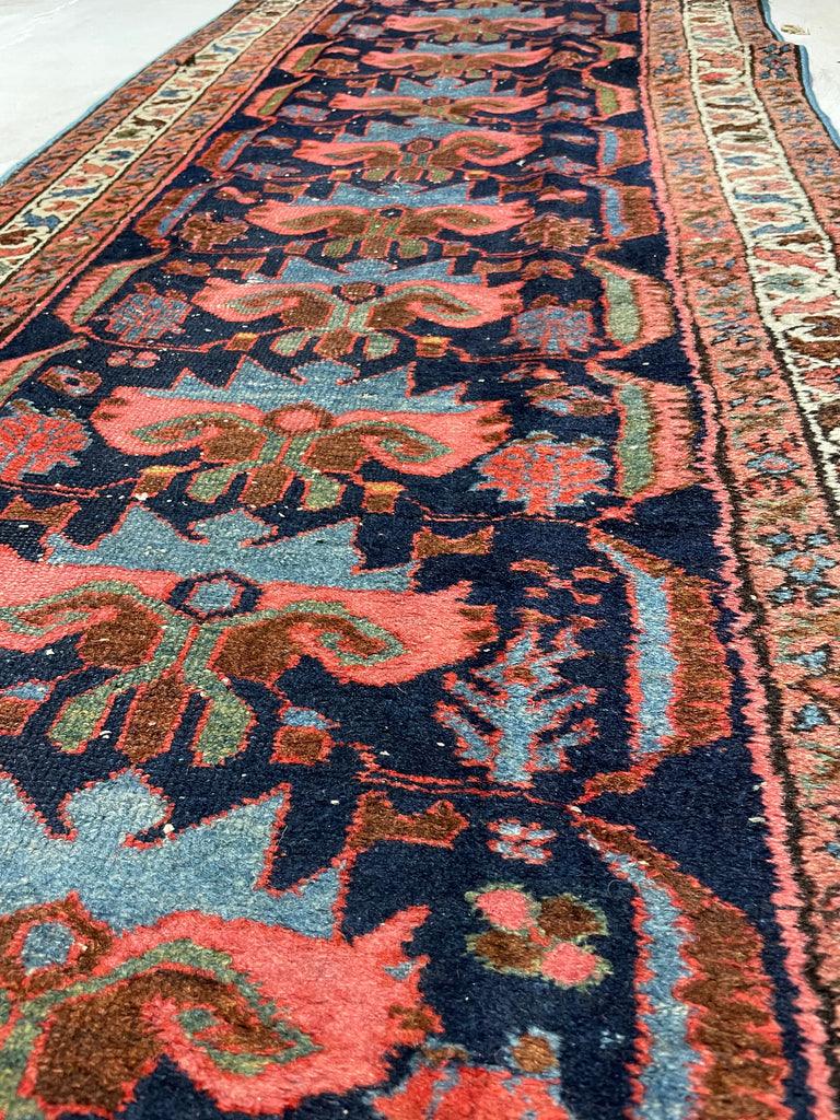 SOLD | LONG & NARROW Antique STUNNER | Navy, Salmon, Green & more Antique Runner | 2.9 x 16.11