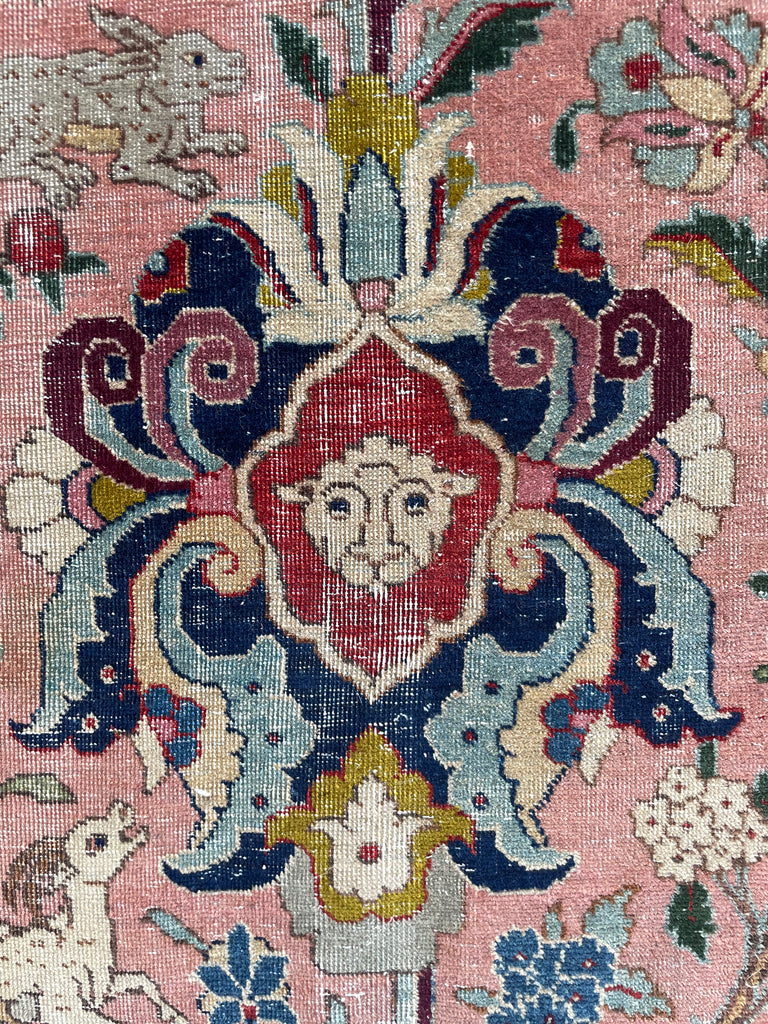 SOLD | COLLECTOR'S PIECE | IMPORTANT 16TH-17TH CENTURY SAFAVID DYNASTY ANIMAL Influenced Antique Persian Tabriz Carpet | UNREAL Pictorial Brilliance, C. 1920 | ~ 11 x 14