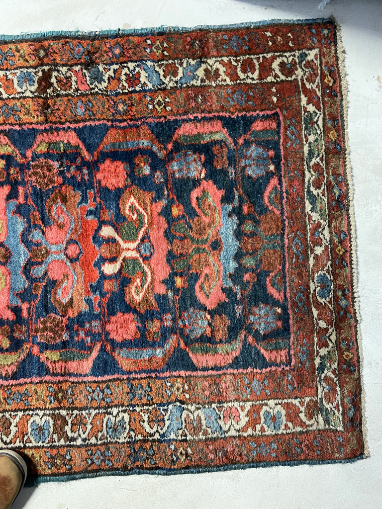 SOLD | LONG & NARROW Antique STUNNER | Navy, Salmon, Green & more Antique Runner | 2.9 x 16.11