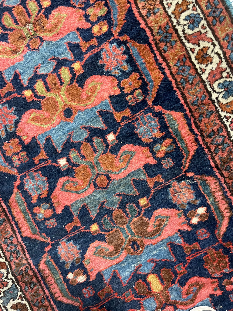 SOLD | LONG & NARROW Antique STUNNER | Navy, Salmon, Green & more Antique Runner | 2.9 x 16.11