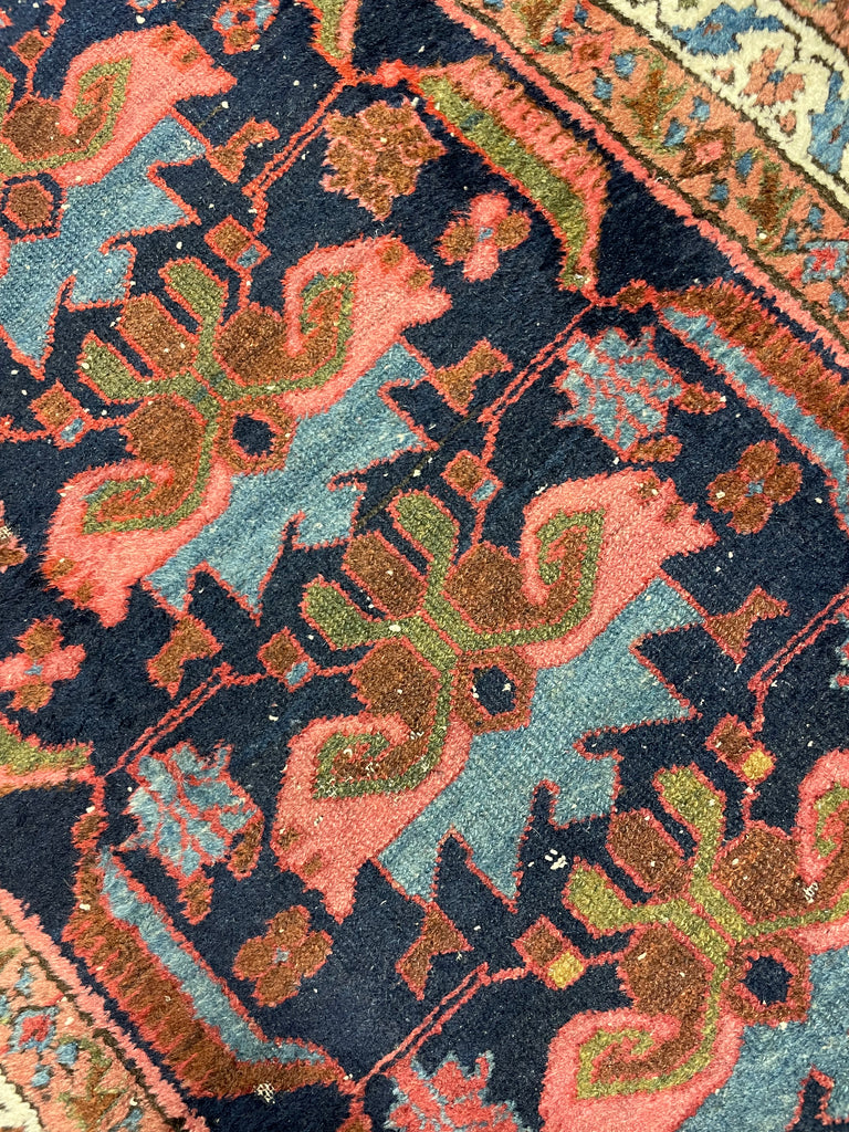 SOLD | LONG & NARROW Antique STUNNER | Navy, Salmon, Green & more Antique Runner | 2.9 x 16.11