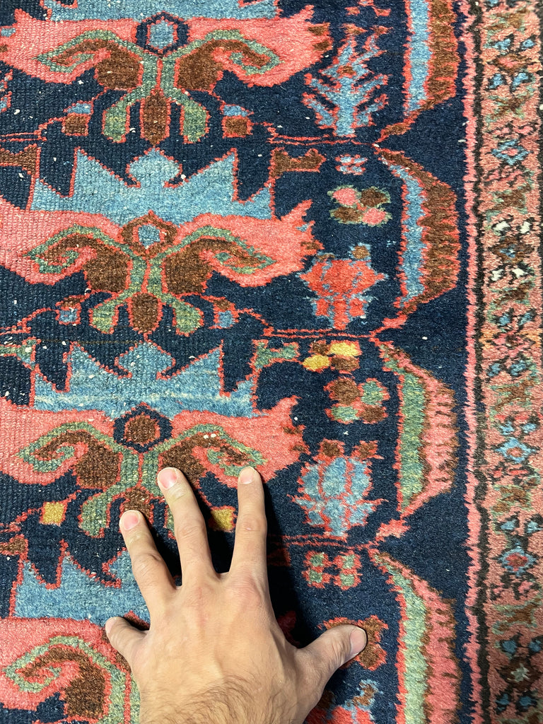 SOLD | LONG & NARROW Antique STUNNER | Navy, Salmon, Green & more Antique Runner | 2.9 x 16.11