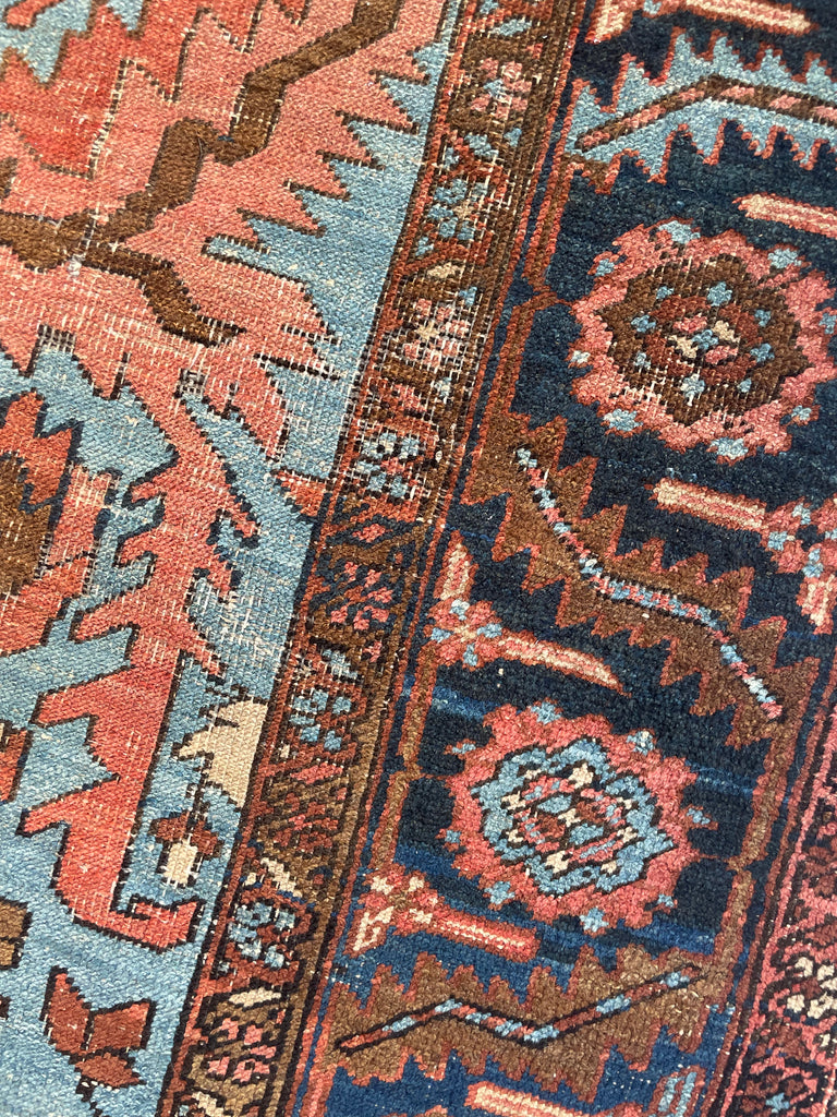 RESERVED FOR CLAIRE*** DRAMATIC & RARE Antique Persian Heriz Tribal Rug | GORGEOUS & UNIQUE Geometric Dream | Terracotta, Clay, Salmon, Ice Blue, Chestnut | 8.6 x 12