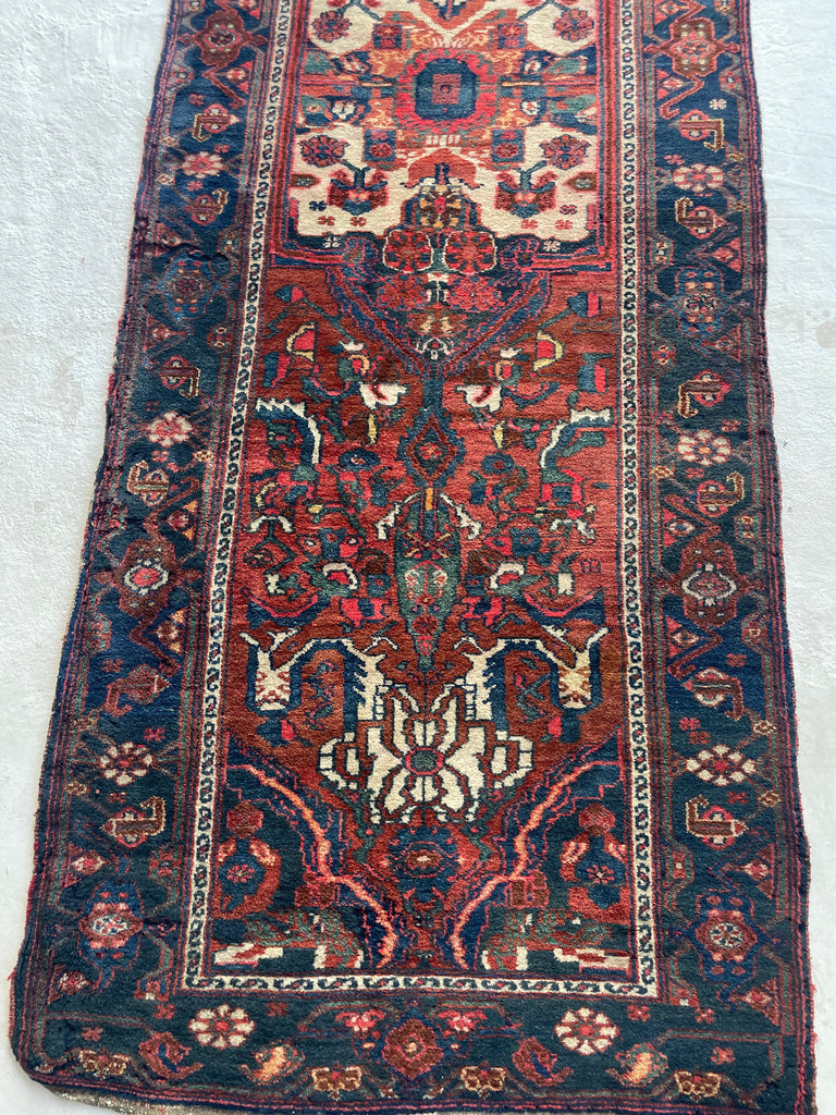 Beautiful Over-sized Extra Long Antique Persian Malayer - Beautiful Cypress Tree Runner with Clay, Amber, Rust Field | ~ 3.4 x 17