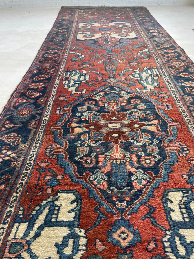 Beautiful Over-sized Extra Long Antique Persian Malayer - Beautiful Cypress Tree Runner with Clay, Amber, Rust Field | ~ 3.4 x 17