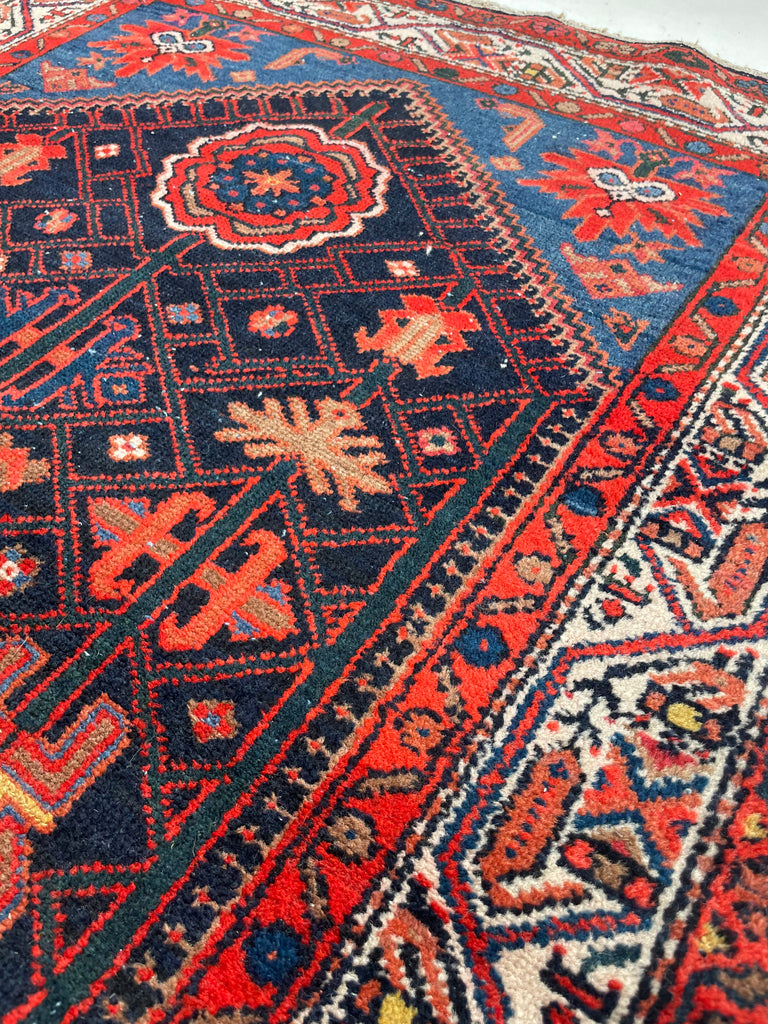 WONDERFUL Vintage Tribal Afshar Rug | Punch, Denim, DARK MALLARD GREEN | 3.7 x 4.10