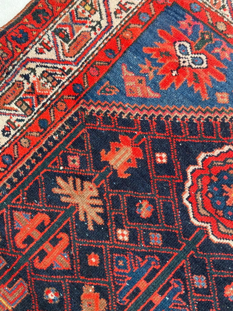 WONDERFUL Vintage Tribal Afshar Rug | Punch, Denim, DARK MALLARD GREEN | 3.7 x 4.10