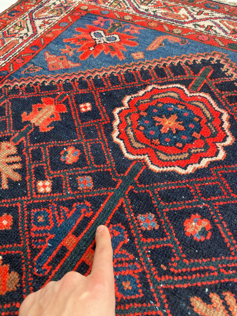 WONDERFUL Vintage Tribal Afshar Rug | Punch, Denim, DARK MALLARD GREEN | 3.7 x 4.10