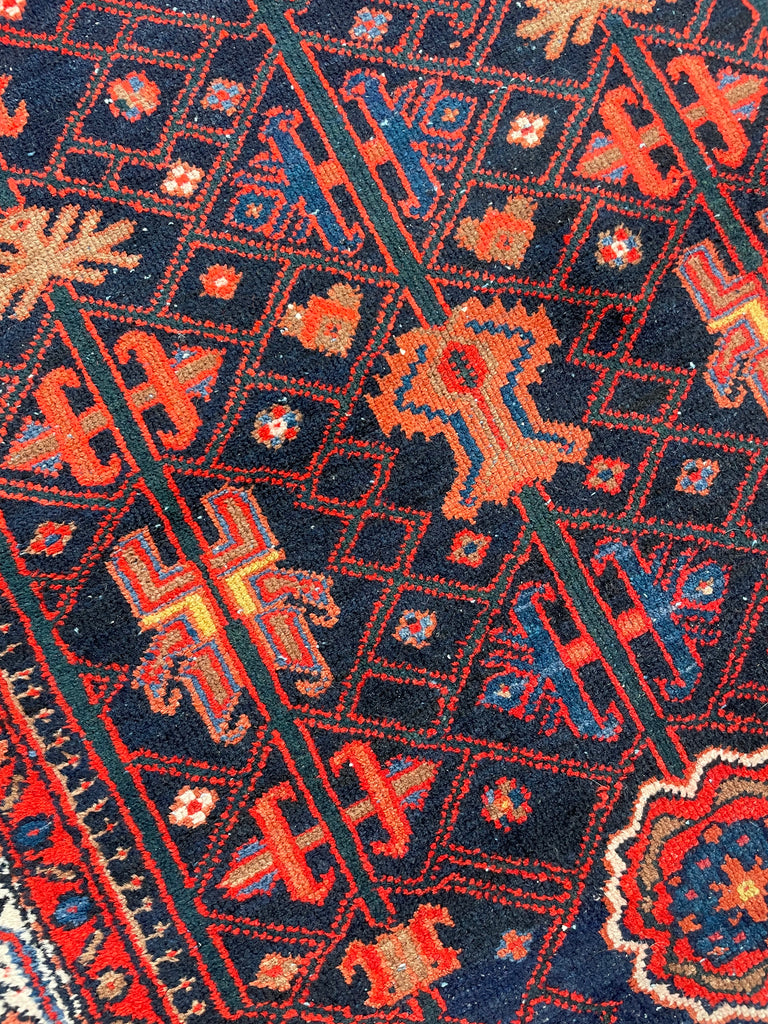 WONDERFUL Vintage Tribal Afshar Rug | Punch, Denim, DARK MALLARD GREEN | 3.7 x 4.10