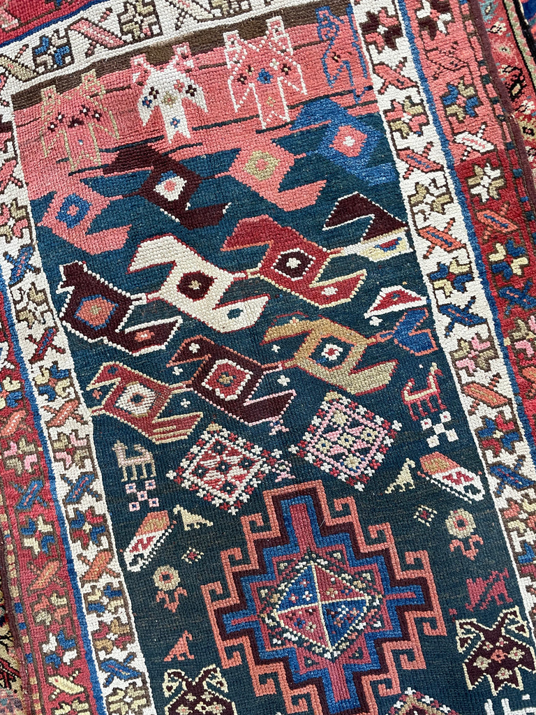 SOLD | UNIQUE & RARE Trans-Caucasian Antique Runner | DATED Soulful, Interesting & Complex Runner | 2.9 x 7.8