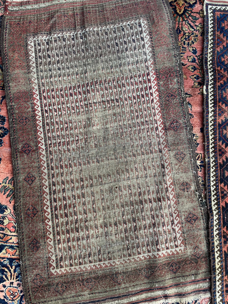 SOLD | A Pair of Worn Sister Antique Rugs | Old-World Beautiful Earthy & Moody Antique Tribal Rugs | ~ 2.7 x 5 / 2.7 x 4.7