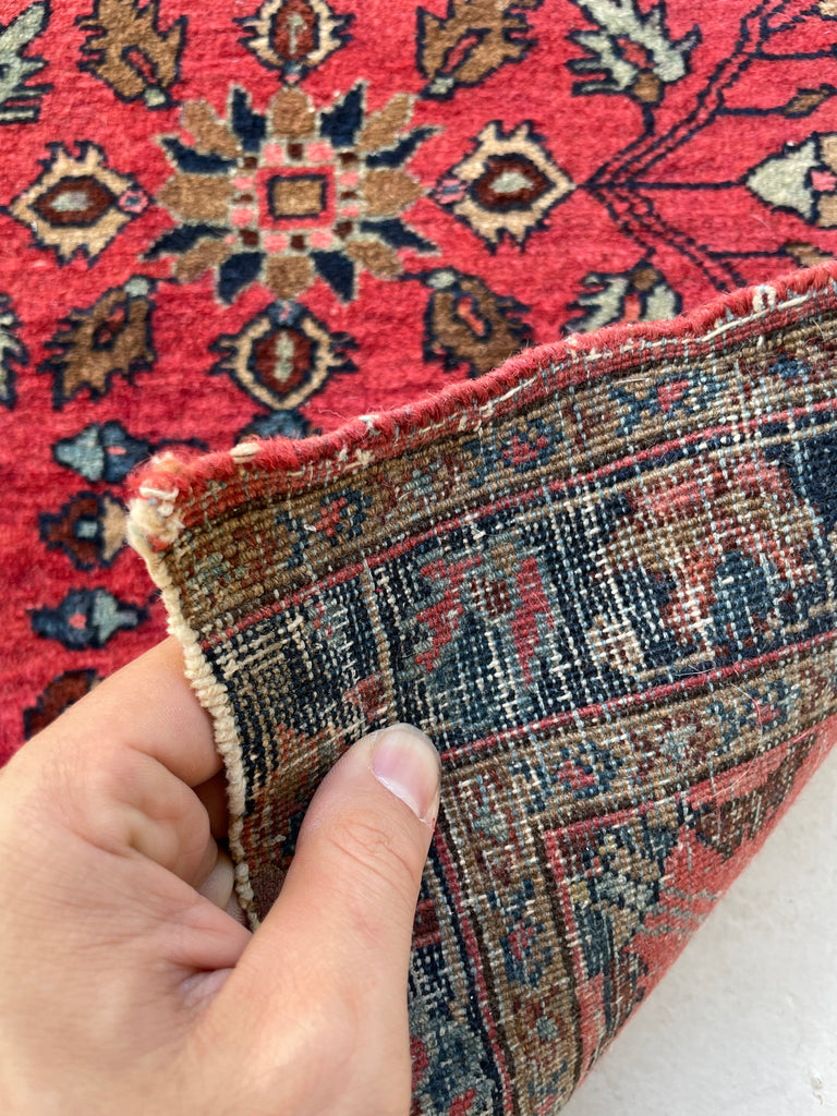 Collector's Antique Mohajeran Sarouk Rug Mat | Super Fine Lamb Wool Artistic Botanical GEM | 1.11 x 2.2