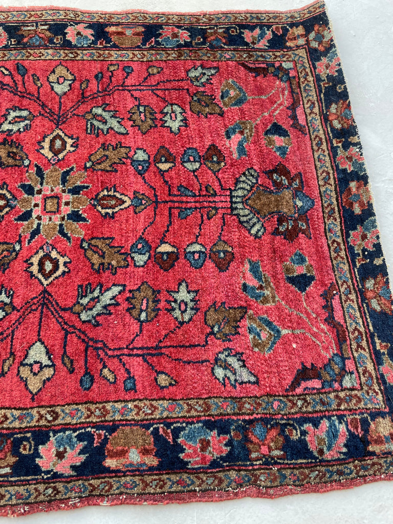 Collector's Antique Mohajeran Sarouk Rug Mat | Super Fine Lamb Wool Artistic Botanical GEM | 1.11 x 2.2